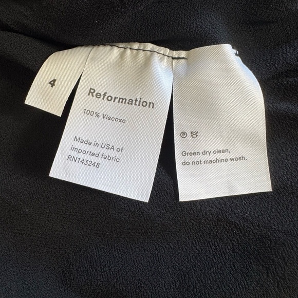 Reformation Dress Black Floral Back Keyhole Short Sleeve Milkmaid Size‎ 4 - Picture 7 of 9